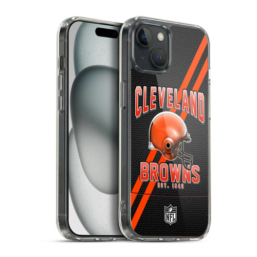 NFL Cleveland Browns Logo Art Football Stripes Soft Gel Case for Apple iPhone 15 Plus & MagSafe