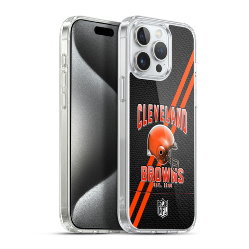 NFL Cleveland Browns Logo Art Football Stripes Soft Gel Case for Apple iPhone 15 Pro Max & MagSafe