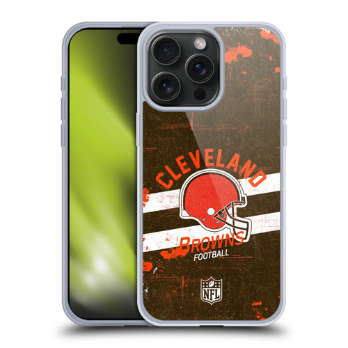 NFL Cleveland Browns Logo Art Helmet Distressed Soft Gel Case for Apple iPhone 15 Pro Max