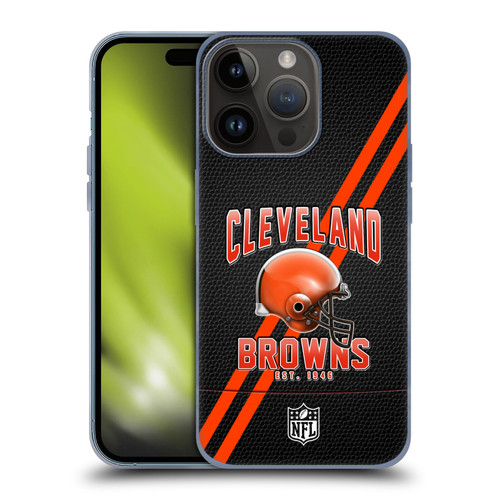 NFL Cleveland Browns Logo Art Football Stripes Soft Gel Case for Apple iPhone 15 Pro