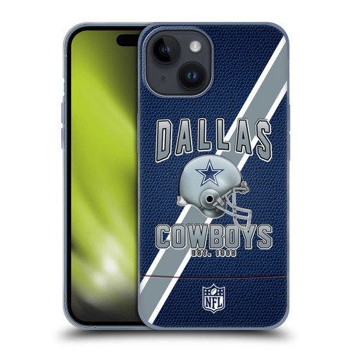 NFL Dallas Cowboys Logo Art Football Stripes Soft Gel Case for Apple iPhone 15