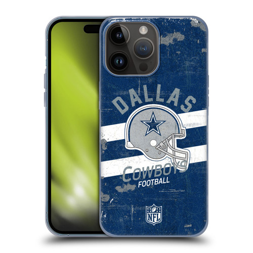 NFL Dallas Cowboys Logo Art Helmet Distressed Soft Gel Case for Apple iPhone 15 Pro Max