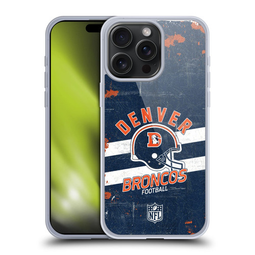 NFL Denver Broncos Logo Art Helmet Distressed Soft Gel Case for Apple iPhone 15 Pro Max