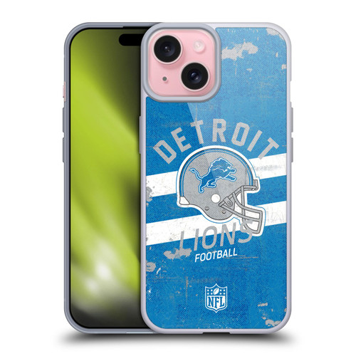NFL Detroit Lions Logo Art Helmet Distressed Soft Gel Case for Apple iPhone 15