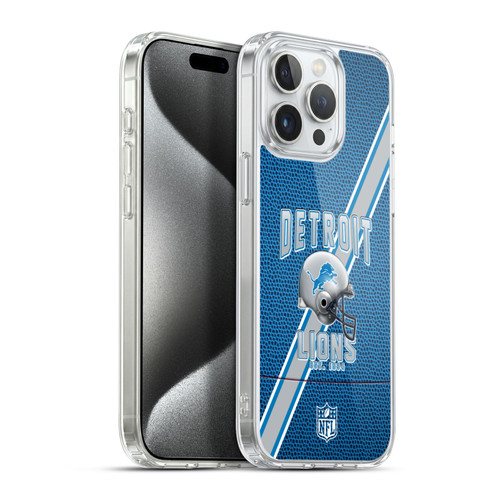 NFL Detroit Lions Logo Art Football Stripes Soft Gel Case for Apple iPhone 15 Pro Max & MagSafe
