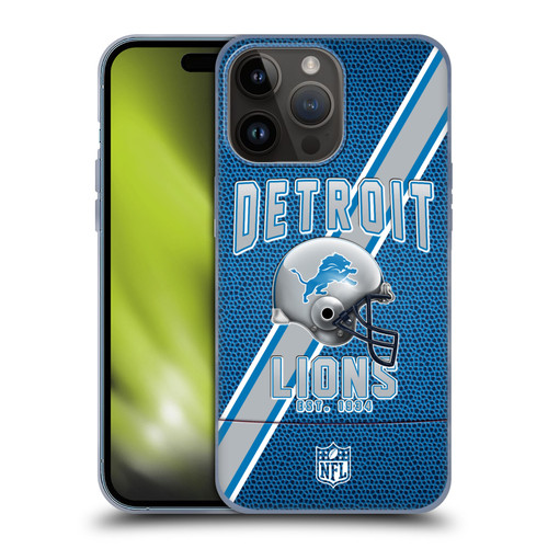 NFL Detroit Lions Logo Art Football Stripes Soft Gel Case for Apple iPhone 15 Pro Max