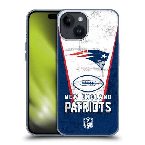 NFL New England Patriots Logo Art Banner Soft Gel Case for Apple iPhone 15