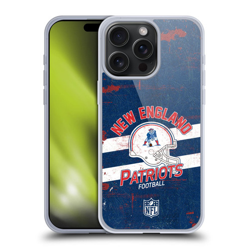 NFL New England Patriots Logo Art Helmet Distressed Soft Gel Case for Apple iPhone 15 Pro Max
