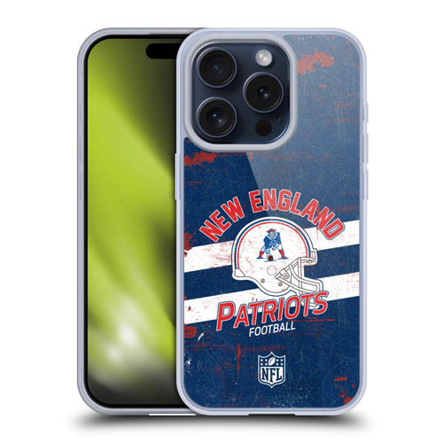 NFL New England Patriots Logo Art Helmet Distressed Soft Gel Case for Apple iPhone 15 Pro
