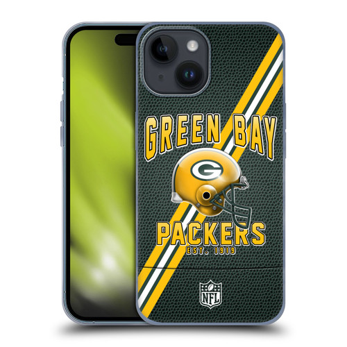 NFL Green Bay Packers Logo Art Football Stripes Soft Gel Case for Apple iPhone 15