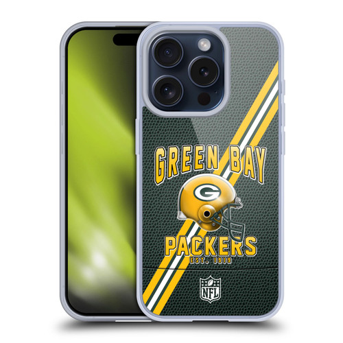 NFL Green Bay Packers Logo Art Football Stripes Soft Gel Case for Apple iPhone 15 Pro