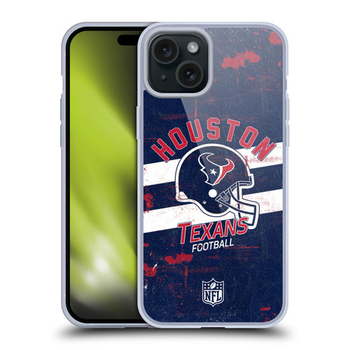 NFL Houston Texans Logo Art Helmet Distressed Soft Gel Case for Apple iPhone 15 Plus