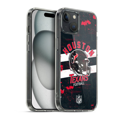 NFL Houston Texans Logo Art Helmet Distressed Soft Gel Case for Apple iPhone 15 Plus & MagSafe