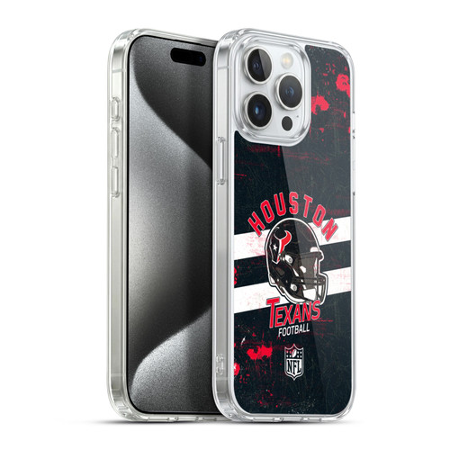 NFL Houston Texans Logo Art Helmet Distressed Soft Gel Case for Apple iPhone 15 Pro Max & MagSafe
