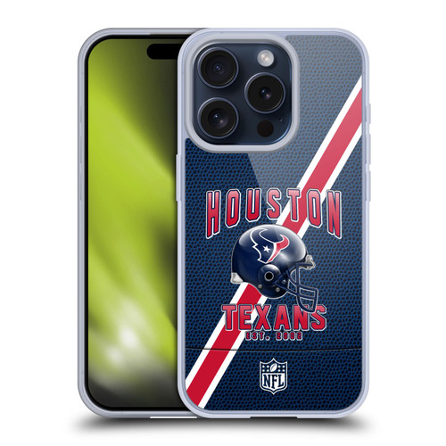 NFL Houston Texans Logo Art Football Stripes Soft Gel Case for Apple iPhone 15 Pro
