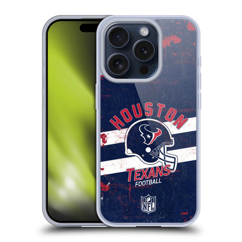 NFL Houston Texans Logo Art Helmet Distressed Soft Gel Case for Apple iPhone 15 Pro