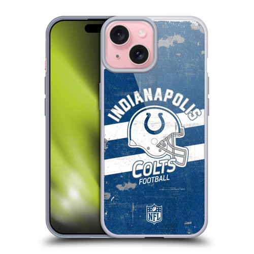NFL Indianapolis Colts Logo Art Helmet Distressed Soft Gel Case for Apple iPhone 15