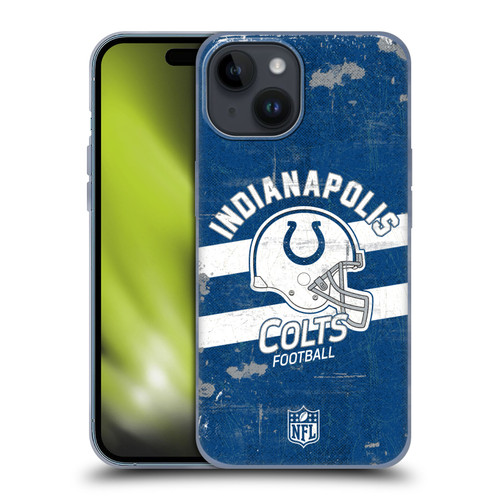 NFL Indianapolis Colts Logo Art Helmet Distressed Soft Gel Case for Apple iPhone 15