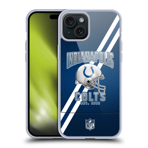 NFL Indianapolis Colts Logo Art Football Stripes Soft Gel Case for Apple iPhone 15 Plus