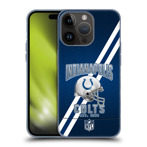 NFL Indianapolis Colts Logo Art Football Stripes Soft Gel Case for Apple iPhone 15 Pro