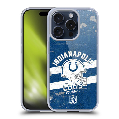 NFL Indianapolis Colts Logo Art Helmet Distressed Soft Gel Case for Apple iPhone 15 Pro