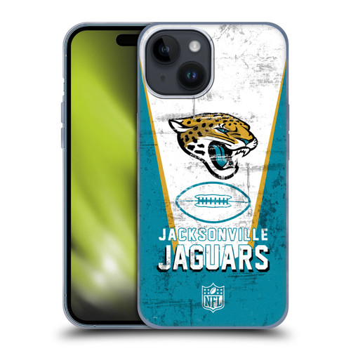 NFL Jacksonville Jaguars Logo Art Banner Soft Gel Case for Apple iPhone 15