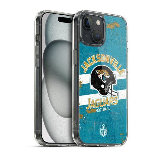 NFL Jacksonville Jaguars Logo Art Helmet Distressed Soft Gel Case for Apple iPhone 15 & MagSafe