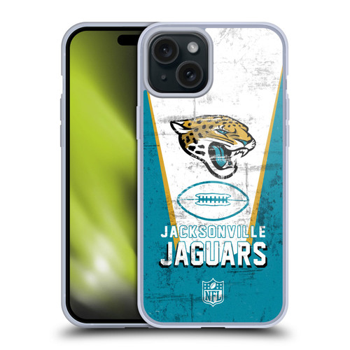 NFL Jacksonville Jaguars Logo Art Banner Soft Gel Case for Apple iPhone 15 Plus