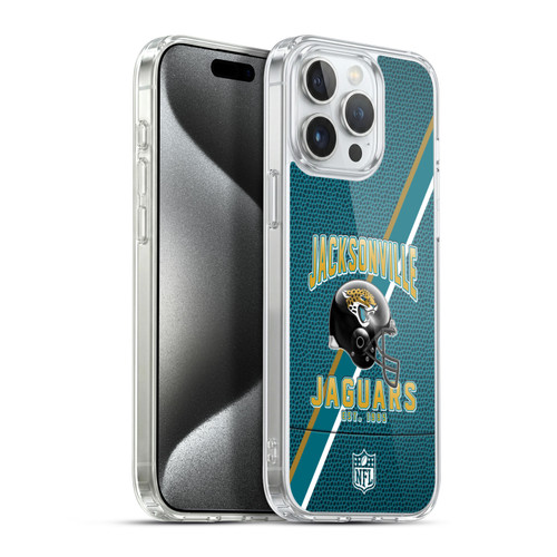 NFL Jacksonville Jaguars Logo Art Football Stripes Soft Gel Case for Apple iPhone 15 Pro Max & MagSafe