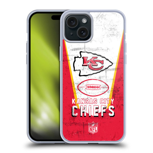 NFL Kansas City Chiefs Logo Art Banner Soft Gel Case for Apple iPhone 15 Plus