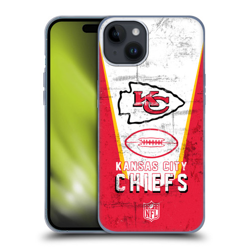 NFL Kansas City Chiefs Logo Art Banner Soft Gel Case for Apple iPhone 15 Plus