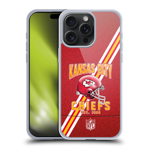 NFL Kansas City Chiefs Logo Art Football Stripes Soft Gel Case for Apple iPhone 15 Pro Max
