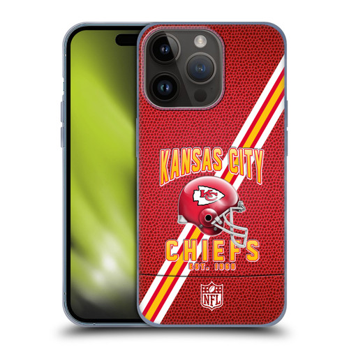 NFL Kansas City Chiefs Logo Art Football Stripes Soft Gel Case for Apple iPhone 15 Pro