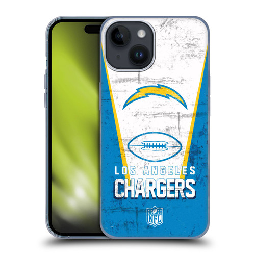 NFL Los Angeles Chargers Logo Art Banner Soft Gel Case for Apple iPhone 15
