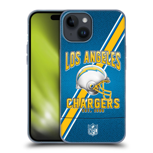 NFL Los Angeles Chargers Logo Art Football Stripes Soft Gel Case for Apple iPhone 15