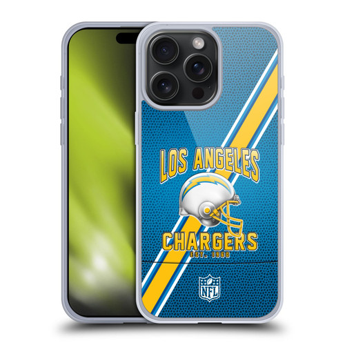NFL Los Angeles Chargers Logo Art Football Stripes Soft Gel Case for Apple iPhone 15 Pro Max
