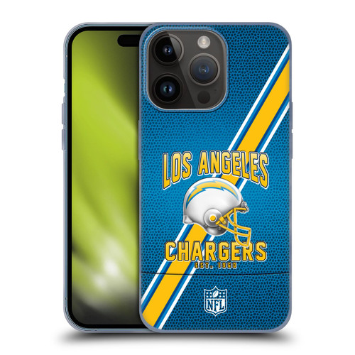 NFL Los Angeles Chargers Logo Art Football Stripes Soft Gel Case for Apple iPhone 15 Pro