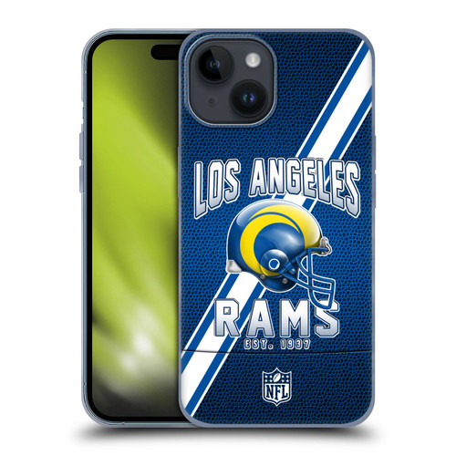 NFL Los Angeles Rams Logo Art Football Stripes 100th Soft Gel Case for Apple iPhone 15