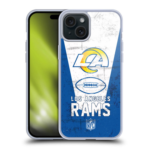 NFL Los Angeles Rams Logo Art Banner 100th Soft Gel Case for Apple iPhone 15 Plus