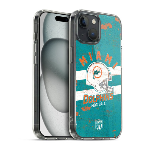 NFL Miami Dolphins Logo Art Helmet Distressed Soft Gel Case for Apple iPhone 15 & MagSafe