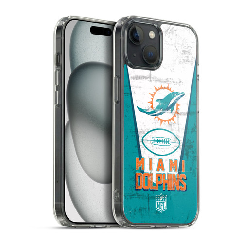 NFL Miami Dolphins Logo Art Banner Soft Gel Case for Apple iPhone 15 Plus & MagSafe