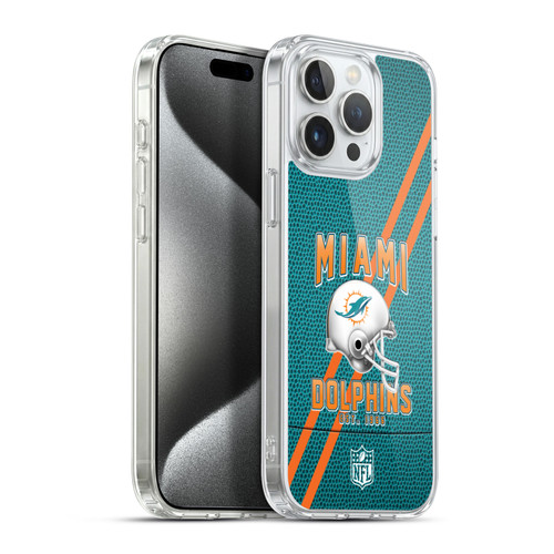 NFL Miami Dolphins Logo Art Football Stripes Soft Gel Case for Apple iPhone 15 Pro Max & MagSafe