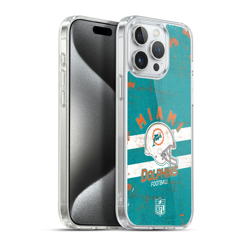NFL Miami Dolphins Logo Art Helmet Distressed Soft Gel Case for Apple iPhone 15 Pro Max & MagSafe