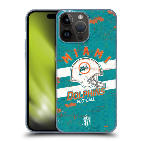NFL Miami Dolphins Logo Art Helmet Distressed Soft Gel Case for Apple iPhone 15 Pro Max