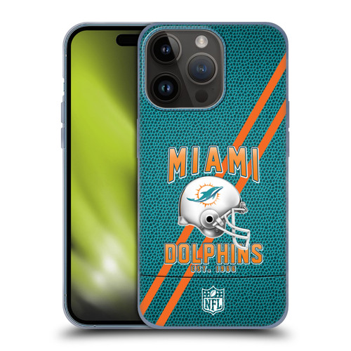 NFL Miami Dolphins Logo Art Football Stripes Soft Gel Case for Apple iPhone 15 Pro