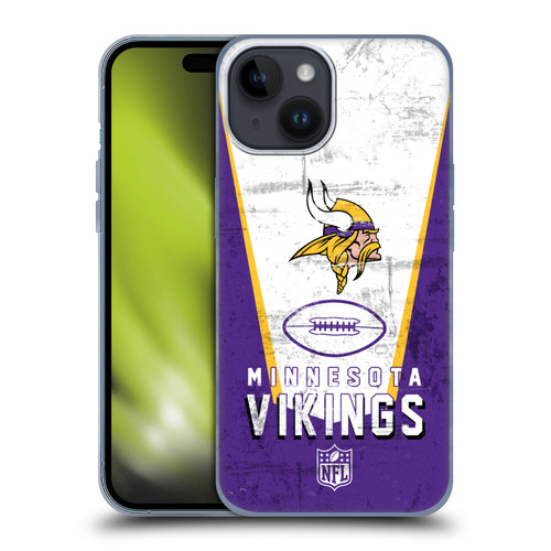 NFL Minnesota Vikings Logo Art Banner Soft Gel Case for Apple iPhone 15