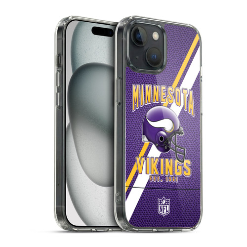 NFL Minnesota Vikings Logo Art Football Stripes Soft Gel Case for Apple iPhone 15 & MagSafe