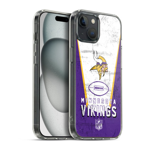 NFL Minnesota Vikings Logo Art Banner Soft Gel Case for Apple iPhone 15 Plus & MagSafe