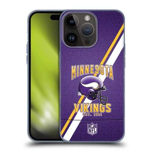 NFL Minnesota Vikings Logo Art Football Stripes Soft Gel Case for Apple iPhone 15 Pro
