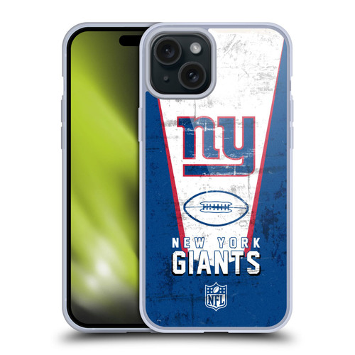 NFL New York Giants Logo Art Banner Soft Gel Case for Apple iPhone 15 Plus